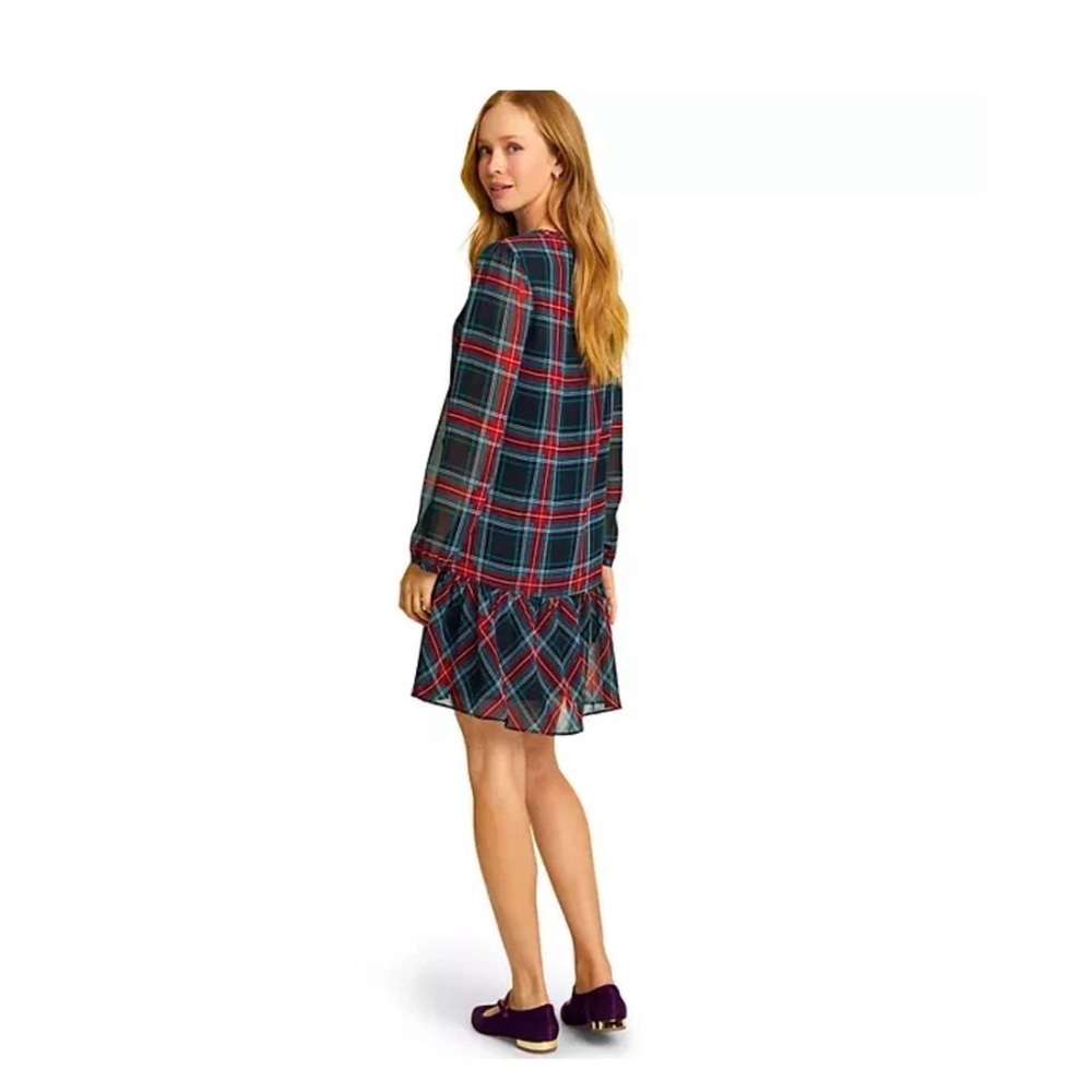 Draper James Plaid Drop waist ruffle shift dress size small - Picture 3 of 10